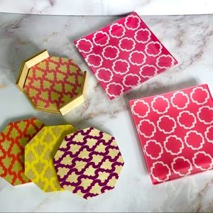 Patterned Coaster and Catch All Tray Set